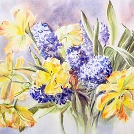 Весенний букет. Тюльпаны и гиацинты