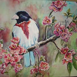 На веточке.