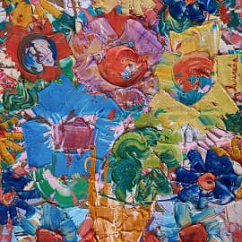 Картина Яркие цветы и жизненная сила Абстракция Екатерина Лебедева художник