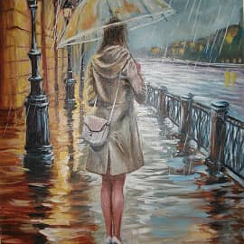 Под дождем.