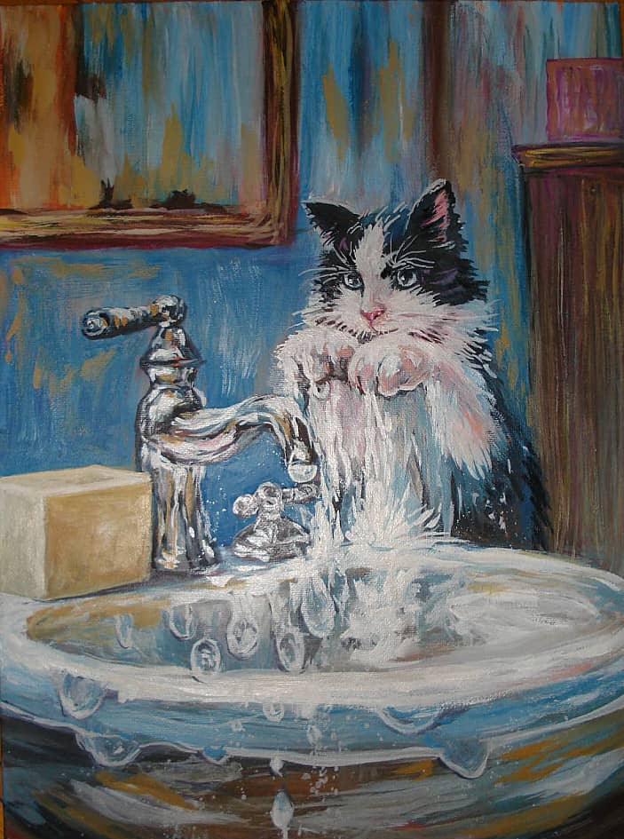 Мокрое дело. Котику жарко.