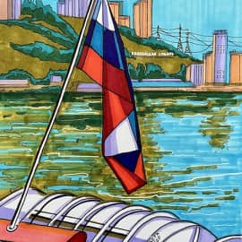 Триколор на Енисее. Скетч.